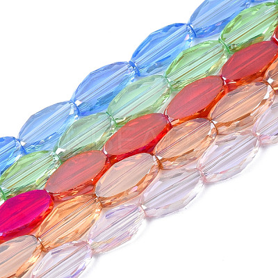 Electroplate Transparent Glass Beads Strands EGLA-Q125-010-1