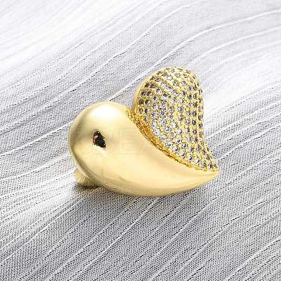 Brass Micro Pave Cubic Zirconia Adjustable Cuff Rings for Women RJEW-U053-07G-1