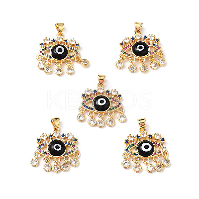 Lampwork Evil Eye Pendants with Colorful Cubic Zirconia ZIRC-L102-13G-03-1