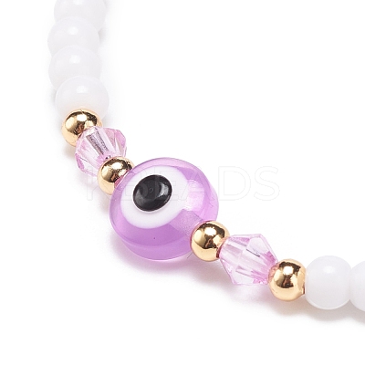 Resin Evil Eye & Acrylic Beaded Stretch Bracelet for Women BJEW-JB08609-05-1