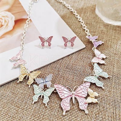 Butterfly Alloy Enamel  Necklace and Earrings Sets for Women FS-WGFD103-03-1