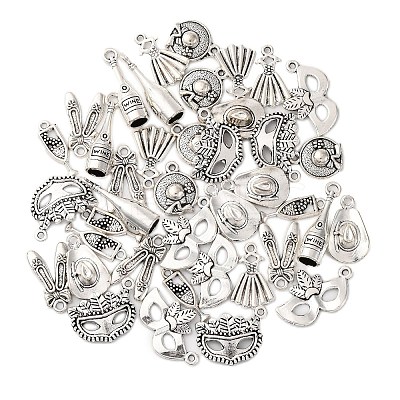 40Pcs 8 Styles Banquet Theme Tibetan Style Alloy Pendants TIBE-FP0001-09-1
