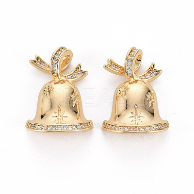 Brass Micro Pave Clear Cubic Zirconia Link Connectors KK-S356-446-NF-1