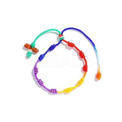 Cross Nylon Cord Braided Bead Bracelets WG2C716-12-1