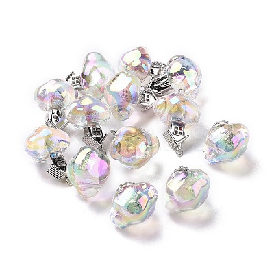 UV Plating Rainbow Iridescent Transparent Acrylic Pendants OACR-P014-02P-02-1