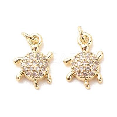 Brass Micro Pave Clear Cubic Zirconia Pendants ZIRC-P099-03G-1