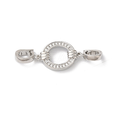 Rack Plating Brass Micro Pave Clear Cubic Zirconia Fold Over Clasps KK-A222-09P-1