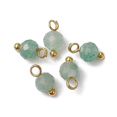8Pcs 8 Styles Natural Agate & Carnelian & Green Aventurine & Amethyst & Aquamarine Faceted Round Charms PALLOY-JF03451-1