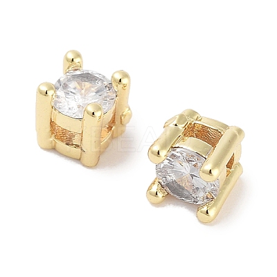 Brass Micro with Single Clear Zirconia Beads KK-C051-30G-1