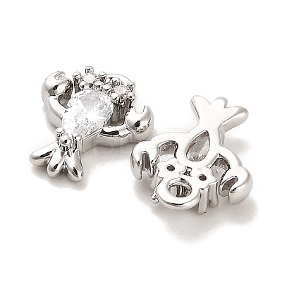 Brass Micro Pave Clear Cubic Zirconia Charms KK-C054-11P-1