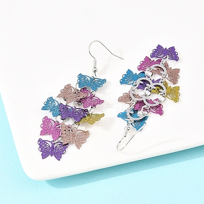 430 Stainless Steel Dangle Earrings EJEW-B157-01D-1