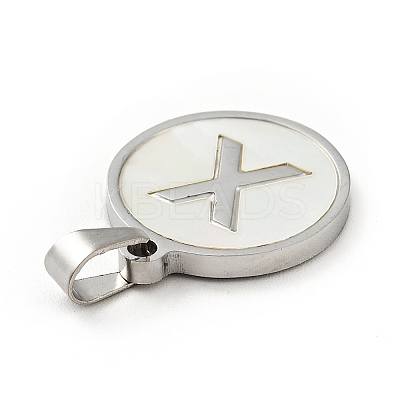 304 Stainless Steel with White Shell Pendants STAS-G268-01X-P-1