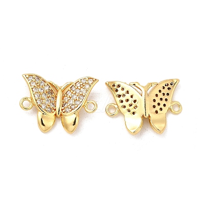 Brass Micro Pave Cubic Zirconia Connector Charms KK-H441-57G-1