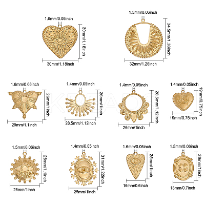 20Pcs 10 Style Brass Pendants KK-CA0002-35-1