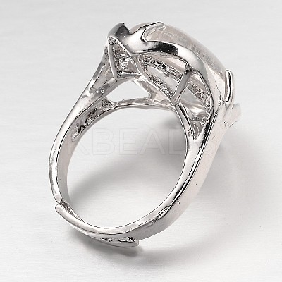 Adjustable Oval Gemstone Wide Band Rings RJEW-L062-01D-1