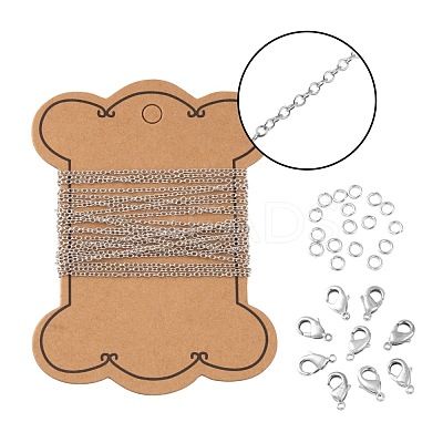 DIY 3m Oval Brass Cable Chains Necklace Making Kits DIY-FS0001-21P-1