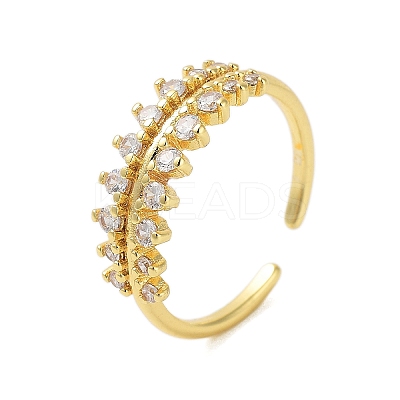 Brass Pave Cubic Zirconia Cuff Rings RJEW-U012-04G-02-1