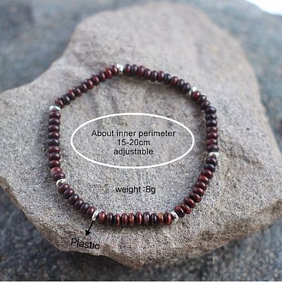 Natural Red Tiger Eye(Dyed & Heated) Rondelle Beaded Stretch Bracelets UT5328-13-1