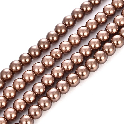 Baking Paint Pearlized Glass Pearl Round Bead Strands HY-Q330-8mm-30-1