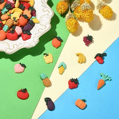 Vegetables and Fruits Theme Resin Cabochons CRES-CJ0001-10-1