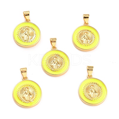 Brass Enamel Pendants KK-P209-03G-03-RS-1