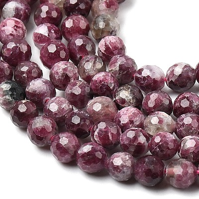 Natural Plum Blossom Tourmaline Beads Strands G-G344-C01-6mm-1
