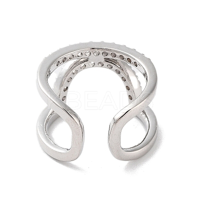 Rack Plating Brass Micro Pave Cubic Zirconia Cuff Rings RJEW-D025-10P-1