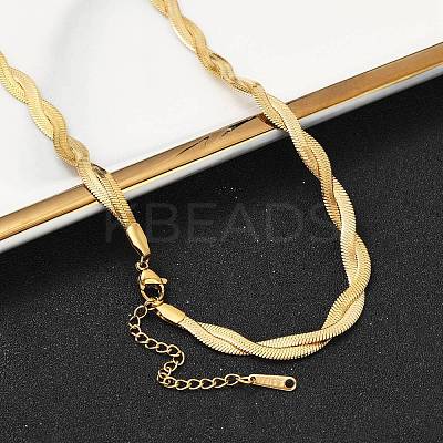 304 Stainless Steel Twist Rope Chain Necklace for Men Women NJEW-P269-03G-1