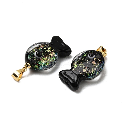 Handmade Dichroic Foil Lampwork Pendants X2-DICH-G001-01G-04-1