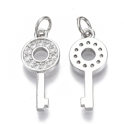 Brass Micro Pave Clear Cubic Zirconia Pendants KK-N227-16P-NF-1