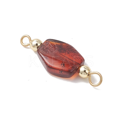 Gradient Color Natural Amber Nuggets Connector Charms PALLOY-JF04988-1