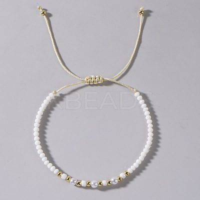 Elegant Imitation Pearl & Glass & Brass Beads Braided Bead Bracelets for Women SF9427-5-1