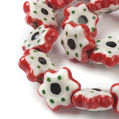 Handmade Porcelain Flower Beads PORC-J008-07-1
