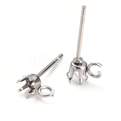 Non-Tarnish 304 Stainless Steel Stud Earring Settings LS-STAS-B004-02P-B-1