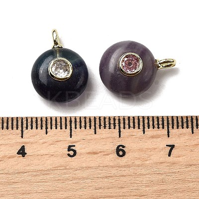 Natural Fluorite Flat Round Pendants G-H318-01G-A-02-1
