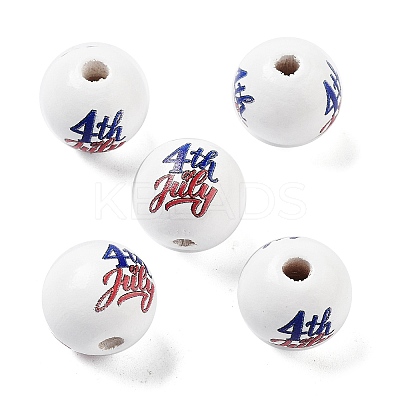 Independence Day Theme Wood European Beads WOOD-M011-07C-1