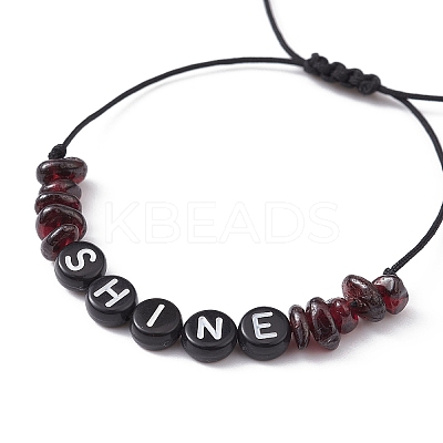 Natural Garnet Chip Braided Bead Bracelets BJEW-JB09608-05-1