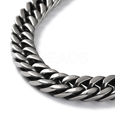 304 Stainless Steel Cuban Link Chain Necklace NJEW-P288-01C-AS-1