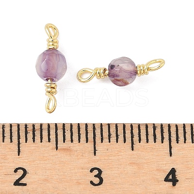 Dyed Natural Agate Faceted Round Connector Charms KK-C097-06G-03-1