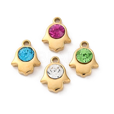 304 Stainless Steel Rhinestone Pendants STAS-M110-32G-1