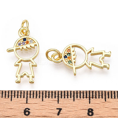 Brass Micro Pave Colorful Cubic Zirconia Pendants KK-E068-VF141-1