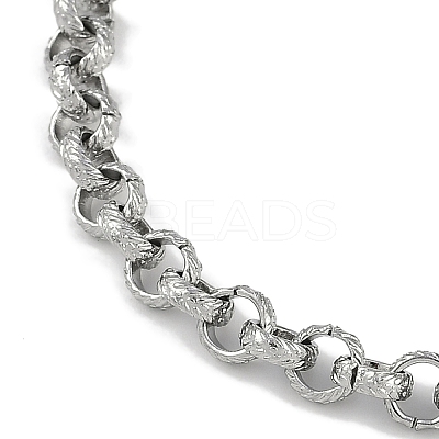 Anti-Tarnish 304 Stainless Steel Textured Rolo Chain Anklets AJEW-A057-03P-1