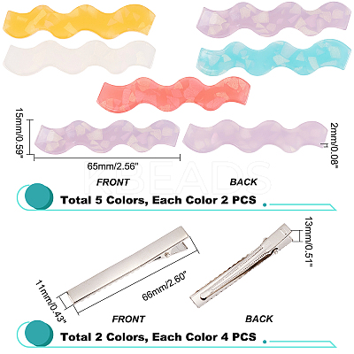 DIY Wave Alligator Hair Clips Making Kits DIY-PH0007-04-1