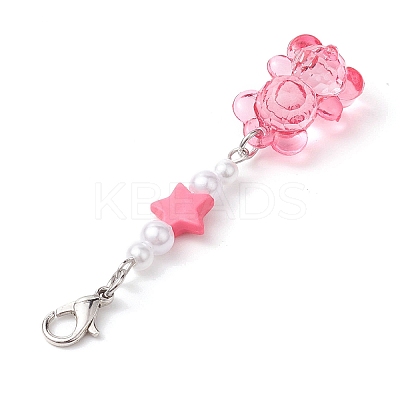 Transparent Acrylic Bear Star Pendant Decoraton X1-HJEW-JM02025-1