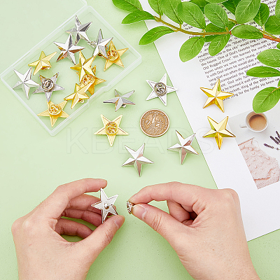 20Pcs 2 Colors Alloy Star Brooches JEWB-FH0001-42-1