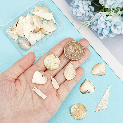 36Pcs 9 Style Brass Pendants KK-SC0003-28-1