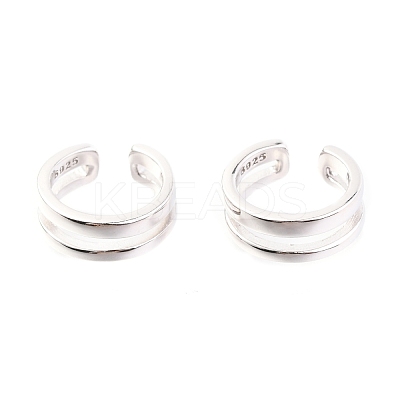 Anti-Tarnish Rhodium Plated 925 Sterling Silver Cuff Earrings EJEW-H124-07P-1