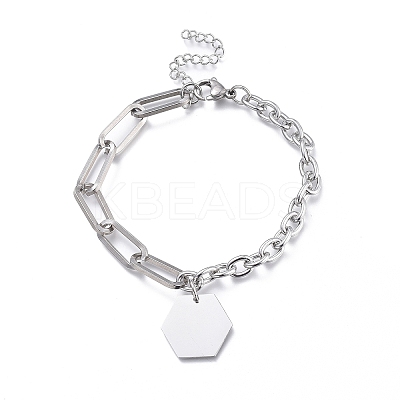Non-Tarnish 304 Stainless Steel Paperclip Chains & Cable Chain Jewelry Sets SJEW-K153-56P-1