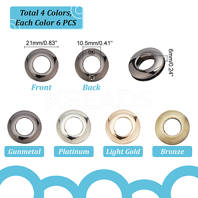24Pcs 4 Colors Alloy Grommet Eyelet Findings FIND-PH0007-77-1