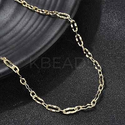 3MM Brass Textured Oval Link Chain Necklaces for Women Men NJEW-F355-01G-1